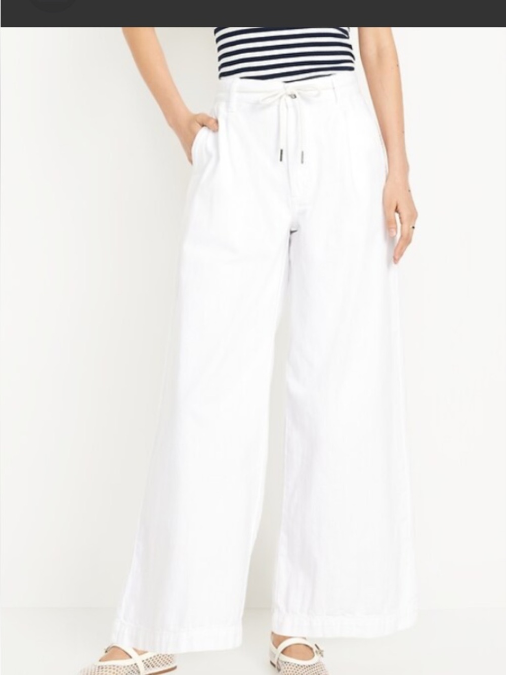 Old Navy White Wide-Leg Drawstring Pants